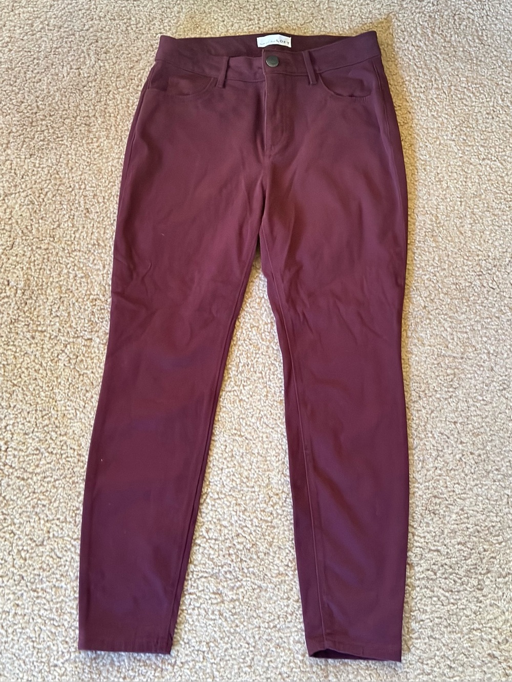 Loft Women's Burgundy Stretch Skinny Jeans SIZE 4/27